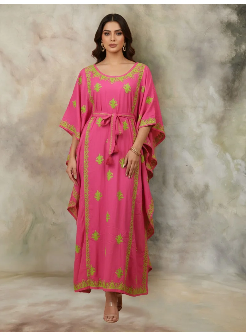 Alaya Hand Embroidered Chikankari Modal Kaftan-AL3604